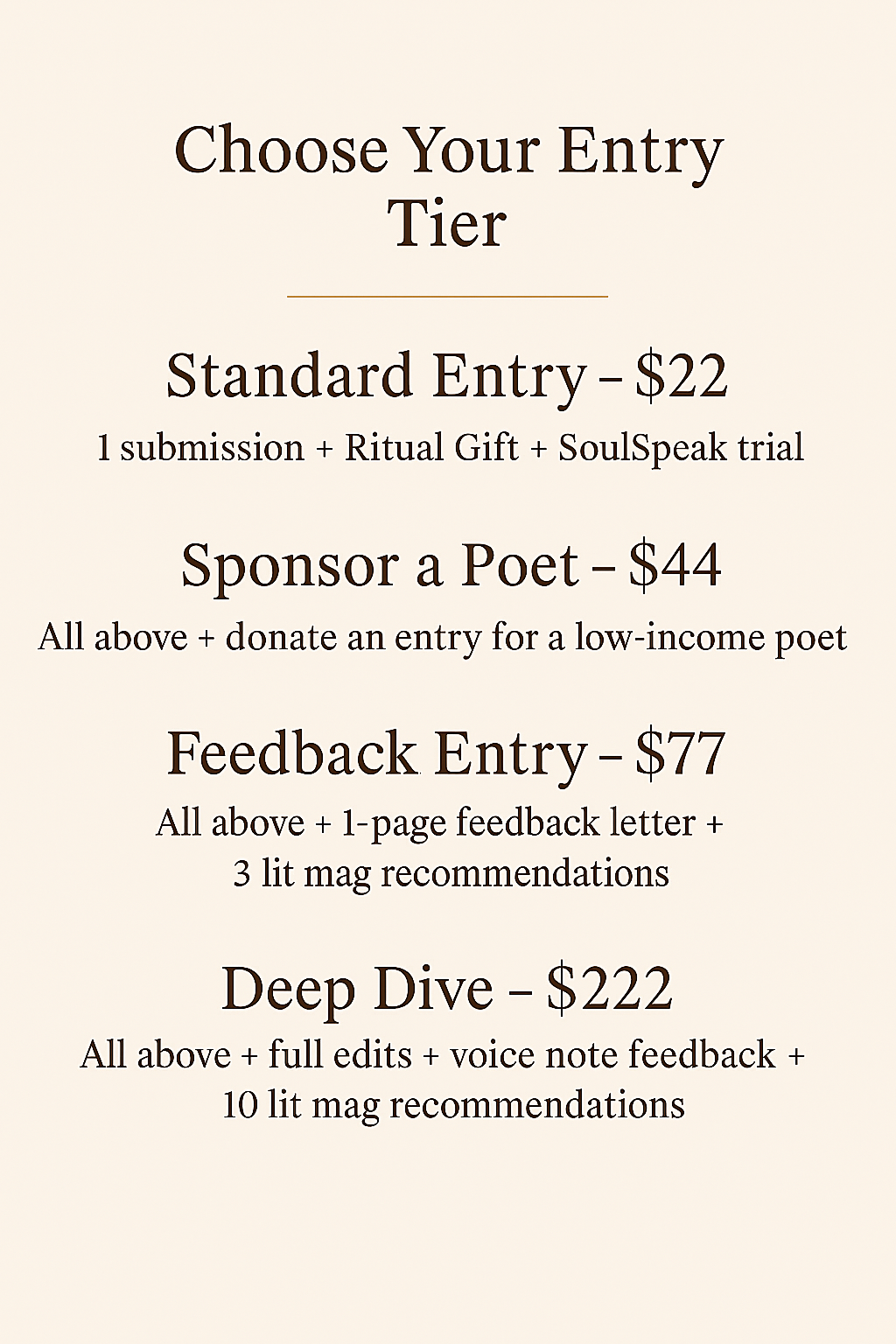 SoulSpeak Poetry Prize 2025 – Entry Ticket